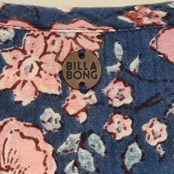 Billabong Basking Sun Boho Floral Mini Dress Bell Flutter Sleeve Beachy Sz S - Picture 10 of 16